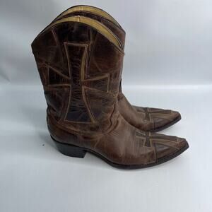 Old Gringo YIPPEE KIYAY Women’s Cowboy‎ Boots Size 7 B Distressed Cross